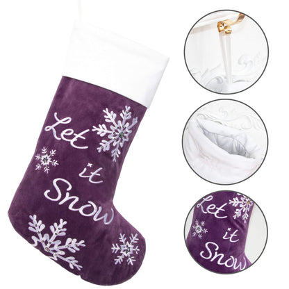 GEX Christmas Stockings 5 Pack for Family 22" Large Embroidered Classic Luxury Velvet Red Green Purple Blue Brown Decorations for Fireplace Xmas Season (Set of 5)