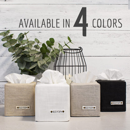 Stylish Tissue Box Cover - This Beige Linen Holder Instantly Covers Your Square Tissue Boxes - The Perfect Cube Cover for Your Bathroom and Home