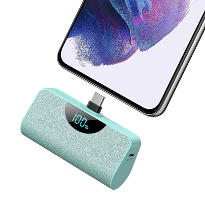 Mini Portable Charger USB-C Power Bank 5200mAh,Ultra Compact LCD Display Battery Pack Backup Charger Compatible with iPhone 17/17 Air/17 Pro/17 Pro Max/16/16 Plus/16 Pro Max/15 Series,Samsung-Green