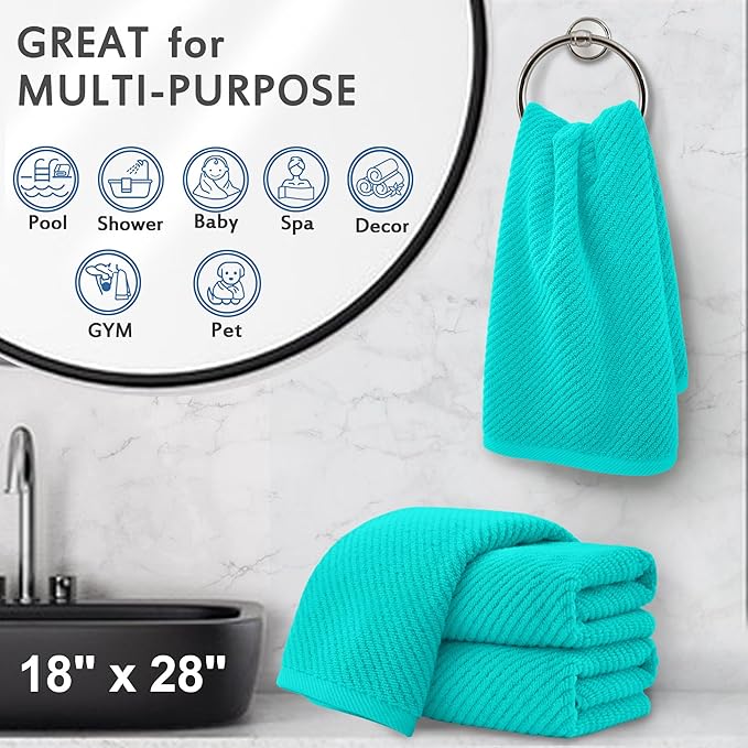 VOOVA & MOVAS Bathroom Hand Towels Set of 4, Large 18"x28"