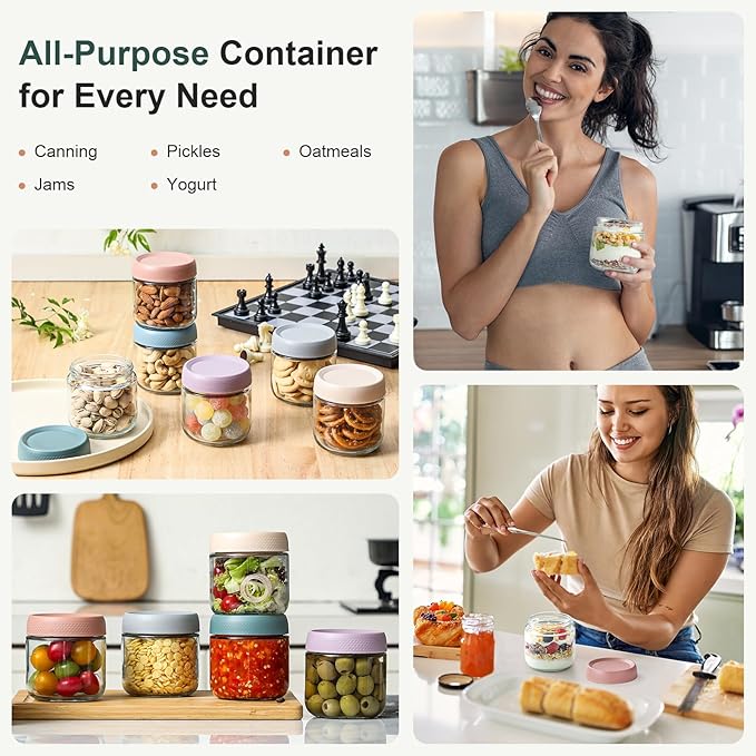 NETANY 6-pack 10oz Glass jars