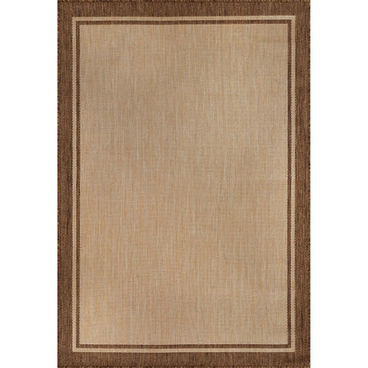 CAMILSON Outdoor Rug 8x10 Bordered Natural Brown Modern Area Rugs for Indoor and Outdoor Patios, Kitchen and Hallway Mats, Washable Porch Deck Outside Carpet (Border Jute, 8 x 10)