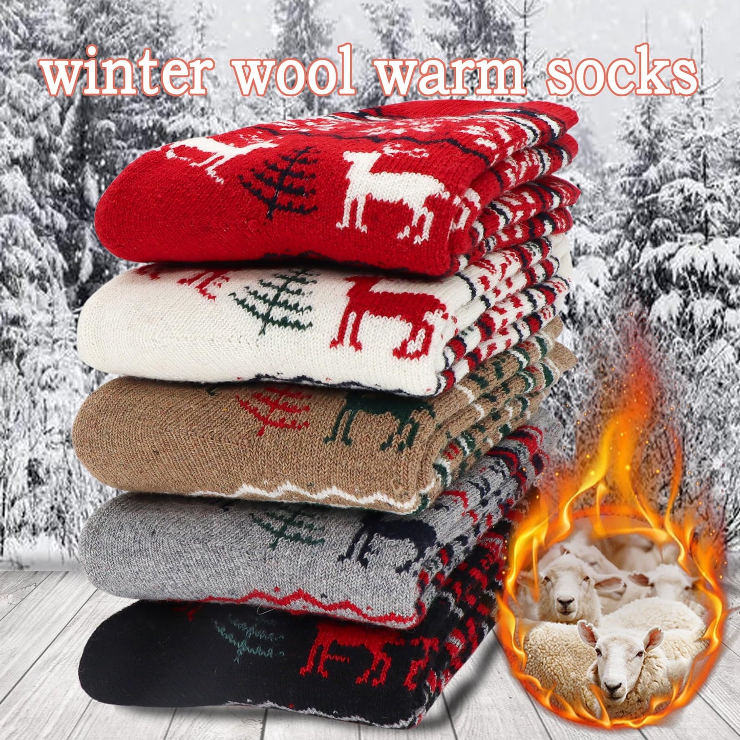 YQHMT Wool Socks for Women Gifts Winter Warm Thick Thermal Vintage Knit Soft Comfy Crew Socks Stocking Stuffers, Christmas Gift