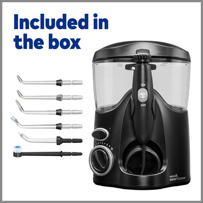 Waterpik Ultra Water Flosser, Black - 90+ Seconds of Flossing Time - 10 Pressure Settings, 360-Degree Tip Rotation - Includes Six Tips & Built-in Tip Storage