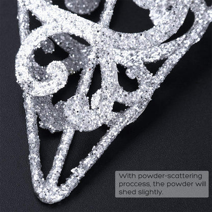 Wrought Iron Silver Star Tree Topper 9.84 Inch Christmas Tree Decoration with Hollow Design for DIY Lights