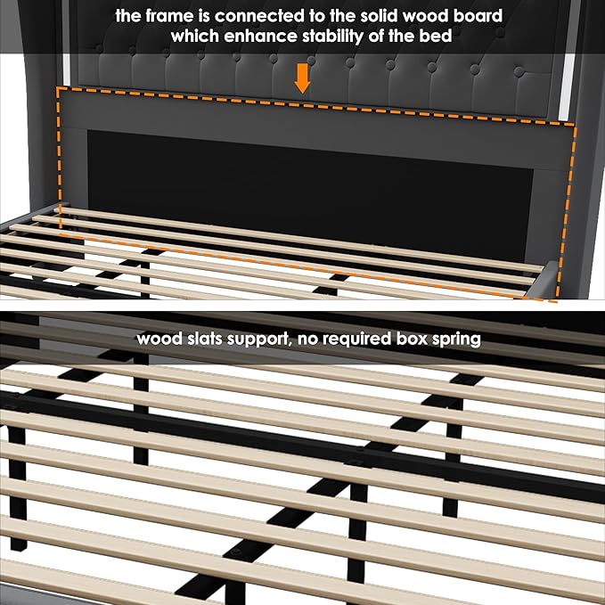 King Bed Frame 55" Tall Headboard