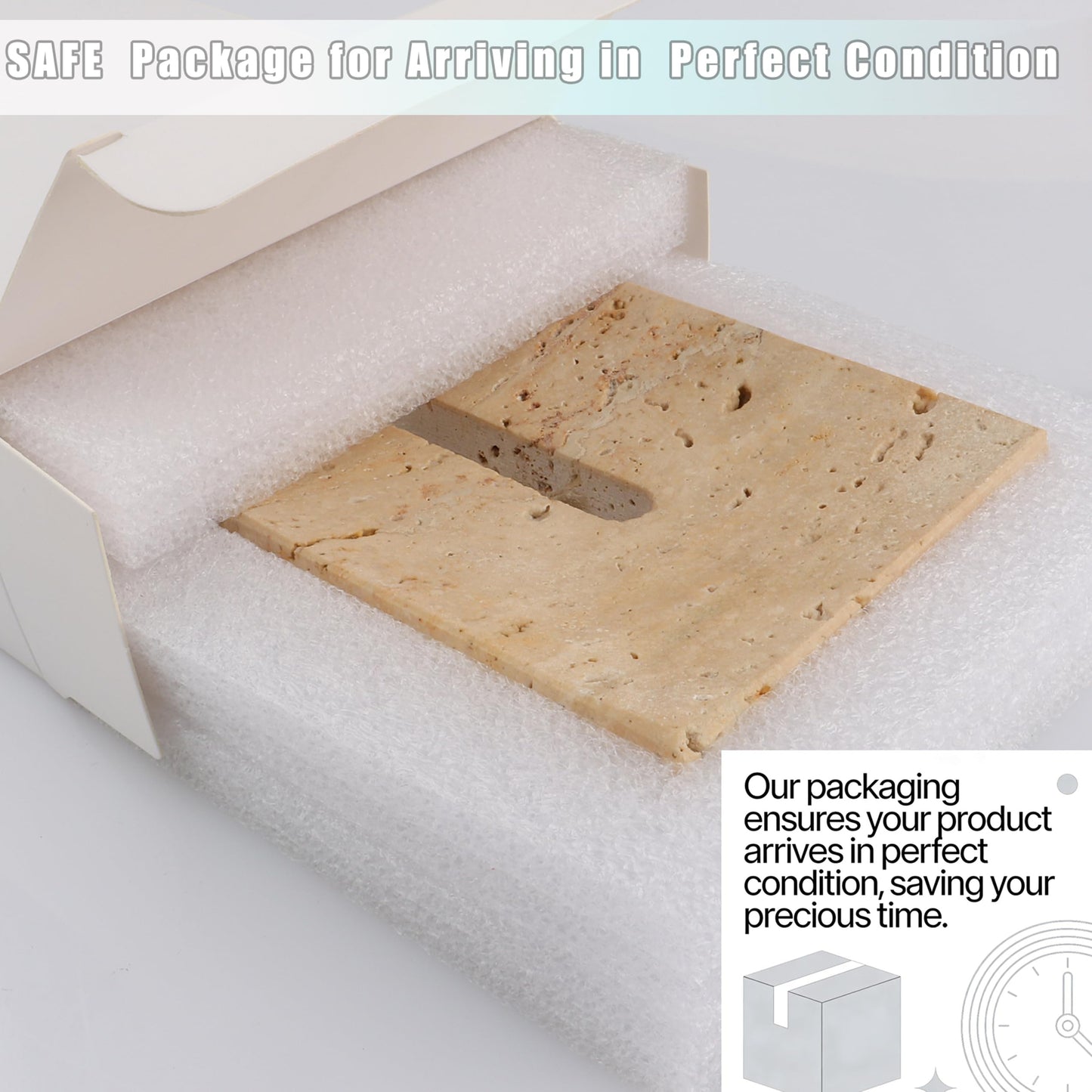 LMHOUS Natural Travertine Marble Soap Dish - Beige Brown Stone Soap Holder for Shower, Bathroom, Kitchen Sink Sponge & Jewelry Ring Tray