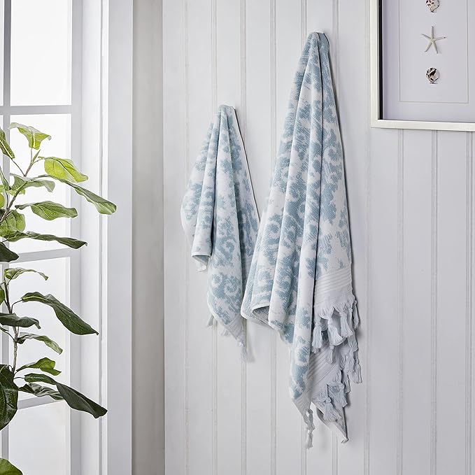 SKL Home Mirage Fringe 2 Bath, 2 Hand Towel Set