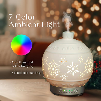 Earnest Living Essential Oil Diffuser White Ceramic Diffuser 100 ml Timers Night Lights and Auto Off Function Home Office Humidifier Aromatherapy Diffusers for Essential Oils