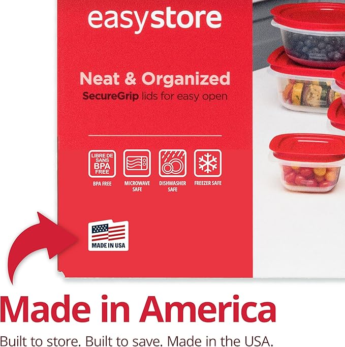 Rubbermaid EasyStore Square and Round Containers, 14-Piece Set, Food Storage