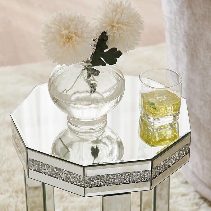 Mirrored Octagon End Table