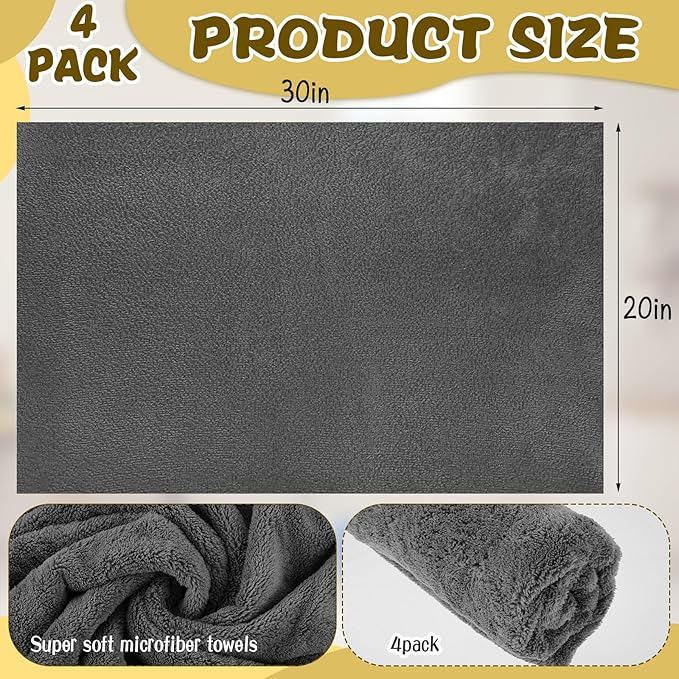 4 Pcs Extra Large Microfiber Cleaning Cloth, Lint and Streak Free