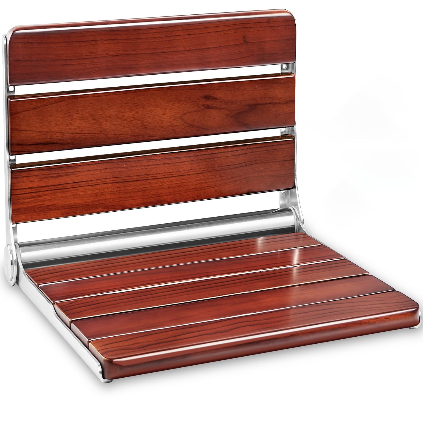 20" Folding Teak Shower Seat Wall Mounted – 400 lbs Teak Wood Foldable Shower Bench, Larger Teak Folding Shower Bench, Fold Down Shower Seat for Inside Shower, Teak Shower Chairs Stool
