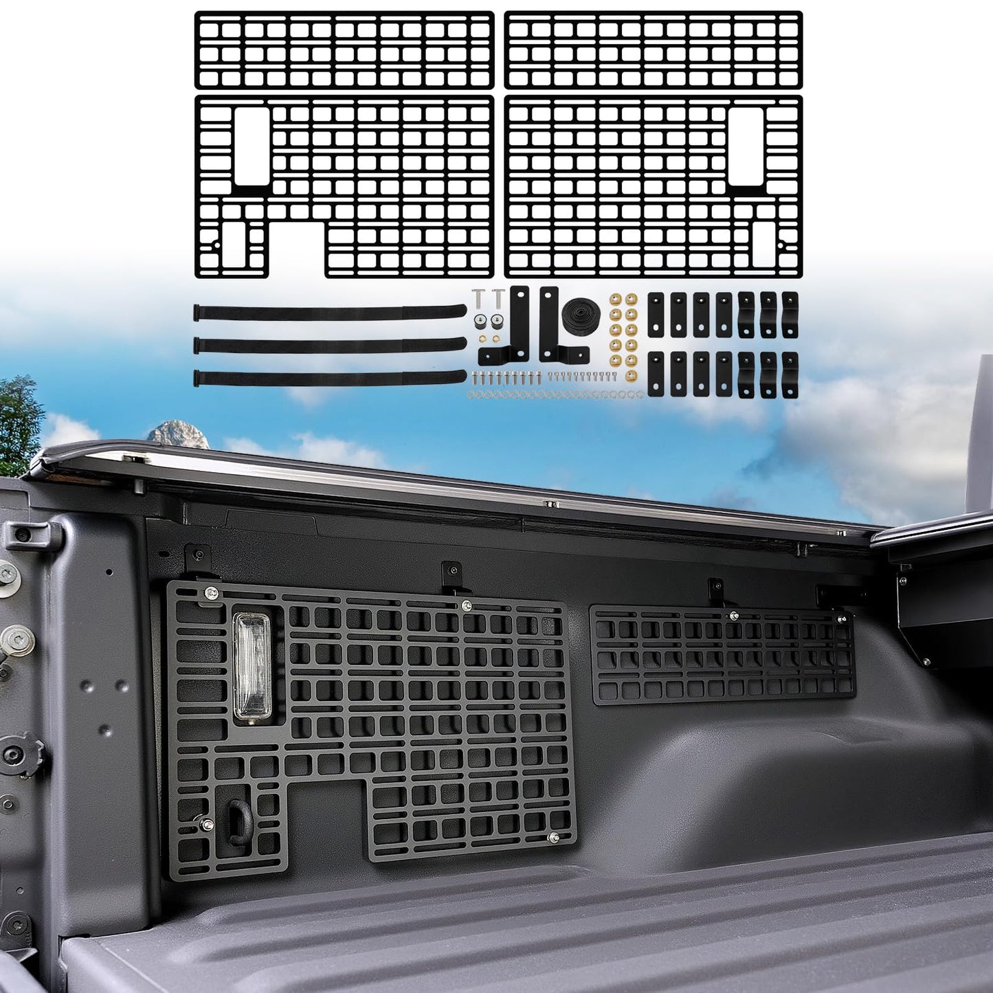 OUSUWO Side Truck Bed Molle Panel Rack System Compatible with 2019-2024 Jeep Gladiator JT 5FT Accessories Cargo Storage Organizer Tools Rack Fit for 19-24 Gladiator JT Accessories (Not Fit 2025)