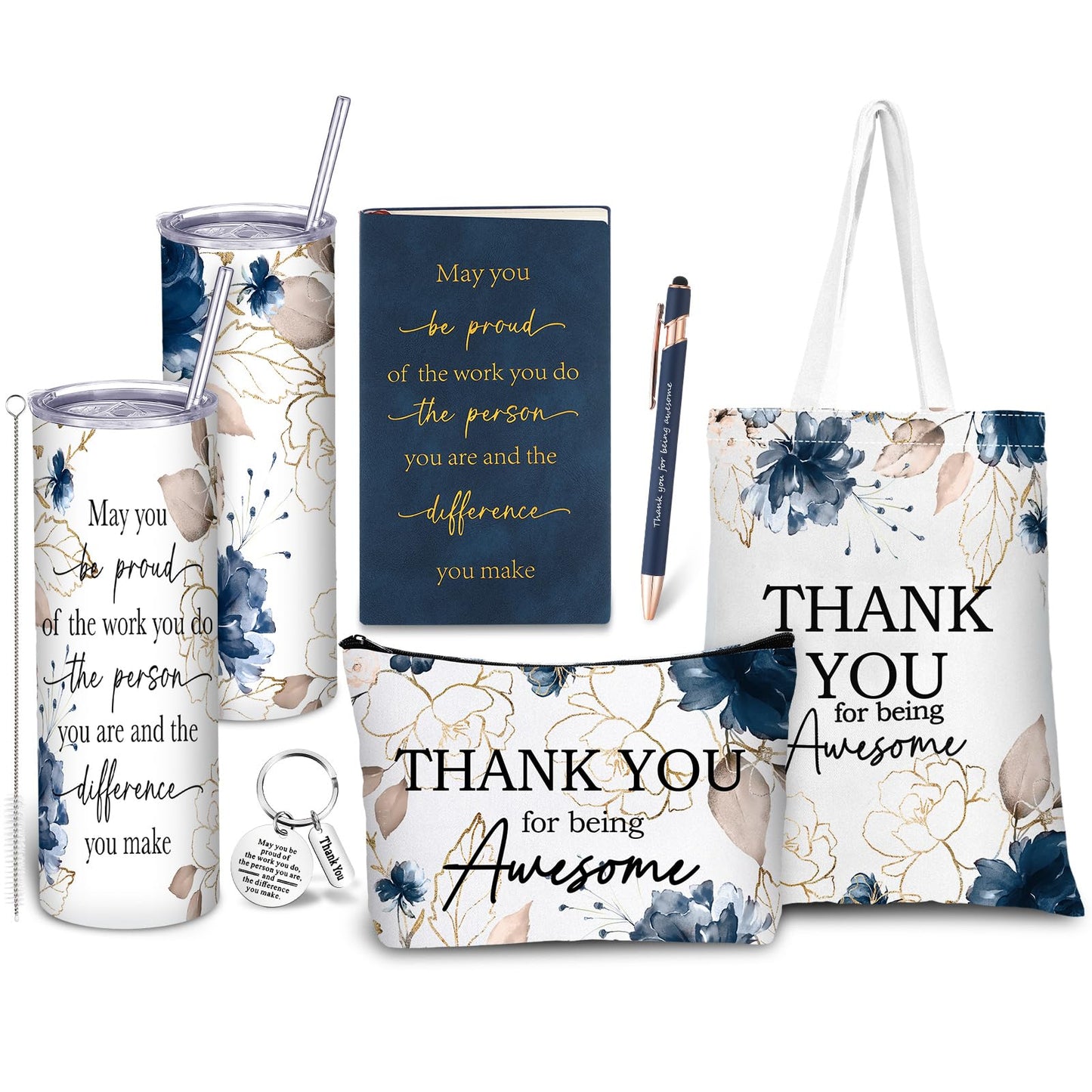 Wiwiqing 6 Pcs Christmas Appreciation Gift Set for Coworker Female Women Thank You May You Be Proud Ink Flower Gifts for Employee Staff Teacher Volunteer Administrative Professional(Classic Style)