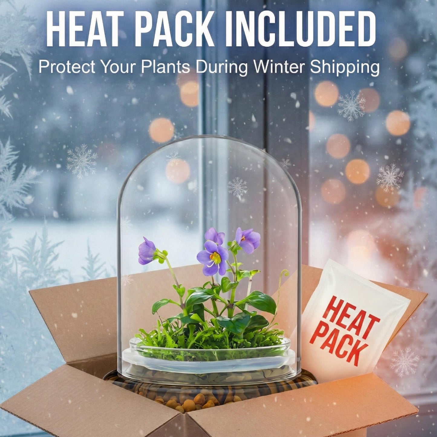 Award Winning: Persian Violet with Sundew Moss - Live Flower Terrarium in Self Sustaining Glass Jar, Maintenance Free and Blooms All-Season, Great Unique Gift and Home Decor, 100% Growth Guarantee