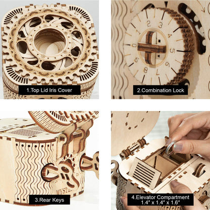 ROKR 3D Wooden Puzzle Password Box Model Kits for Adults and Teens to Build Combination Lock Mechanism Christmas/Birthday
