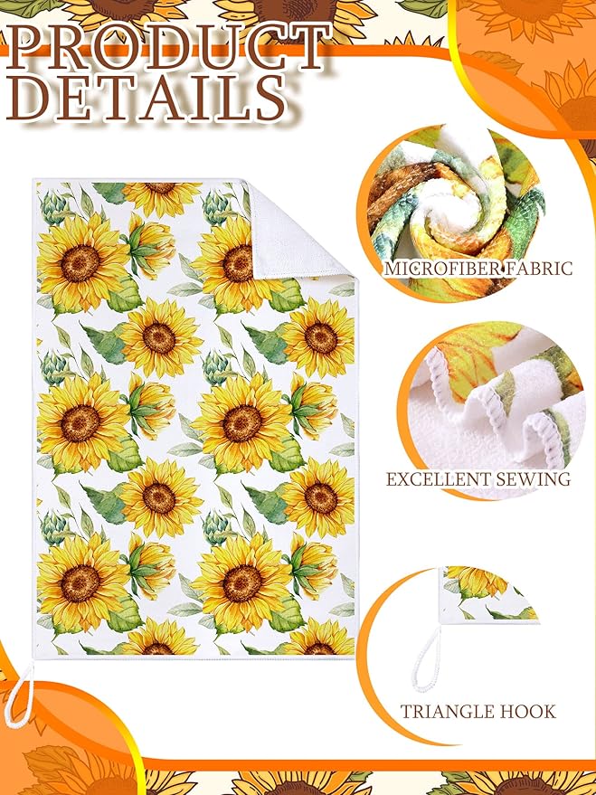 Bencailor 4 Pcs Sunflower Kitchen Towels Welcome to Our Home Hand Dish Towels