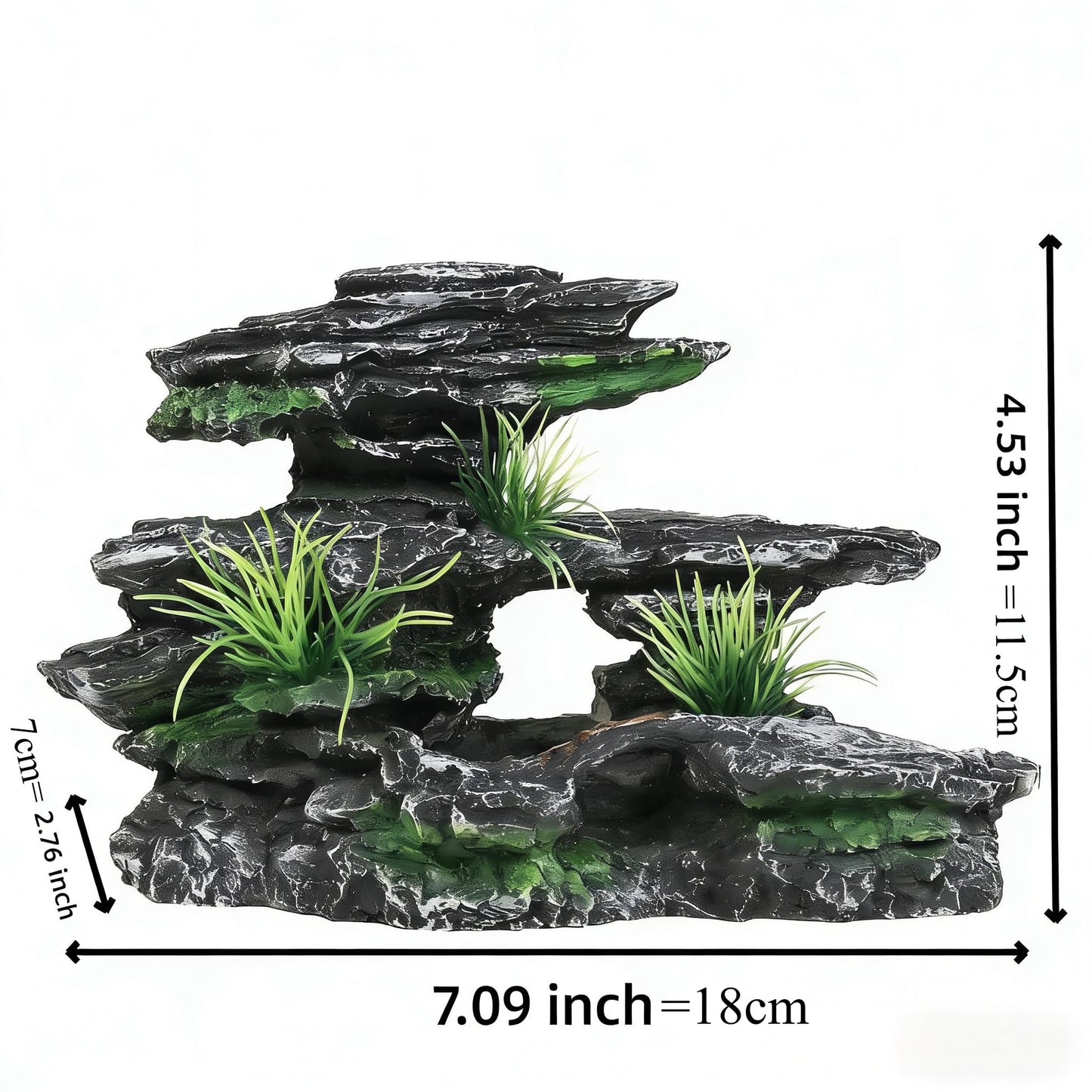 Voralis Fish Tank Mountain View Stone Ornament, Large - Sized Premium Aquarium Decor, Made of Safe Resin, Ideal Multi - Functional Spot for Betta, Snails, Turtles to Rest, Play and Basking