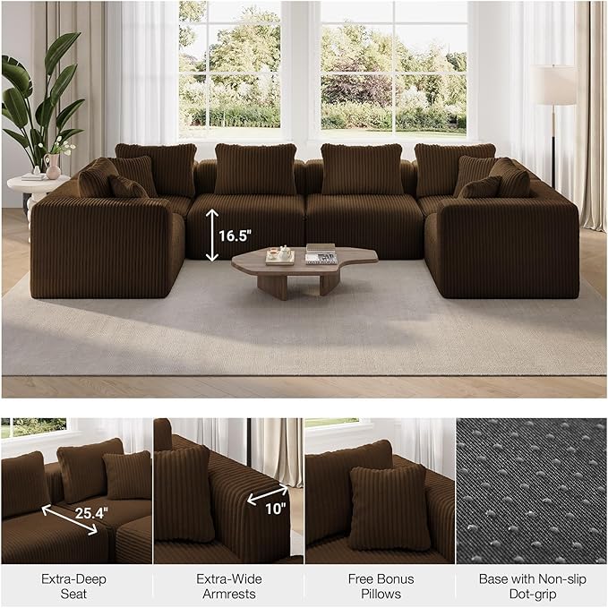 Novilla 106" Modular Sectional Sofa, Modern Cloud Sectional Couch