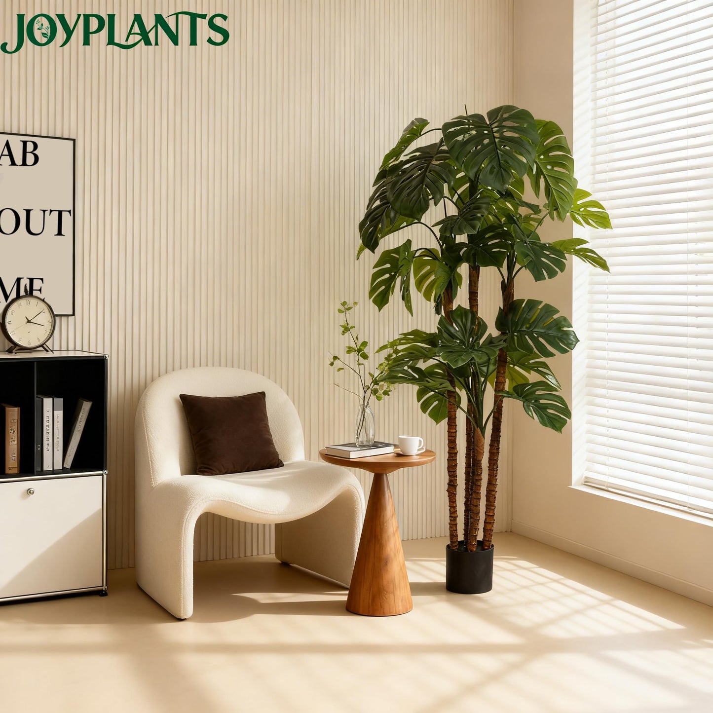 Joyplants 6FT Artificial Monstera,Fake Swiss Cheese Plants Faux Tropical with Bark and Black Pot for Indoor Outdoor Office Living Room Home Decor