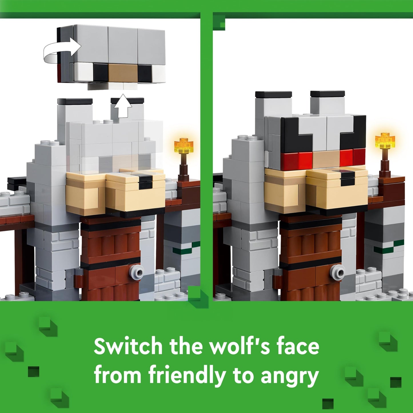 LEGO Minecraft The Wolf Stronghold Fortress Set, Building Toy for 8 Plus Year Old boys & Girls, Incudes Crafting Table, 2 Skeleton and Wolf Figures for Castle Action, Birthday Gift for Kids 21261