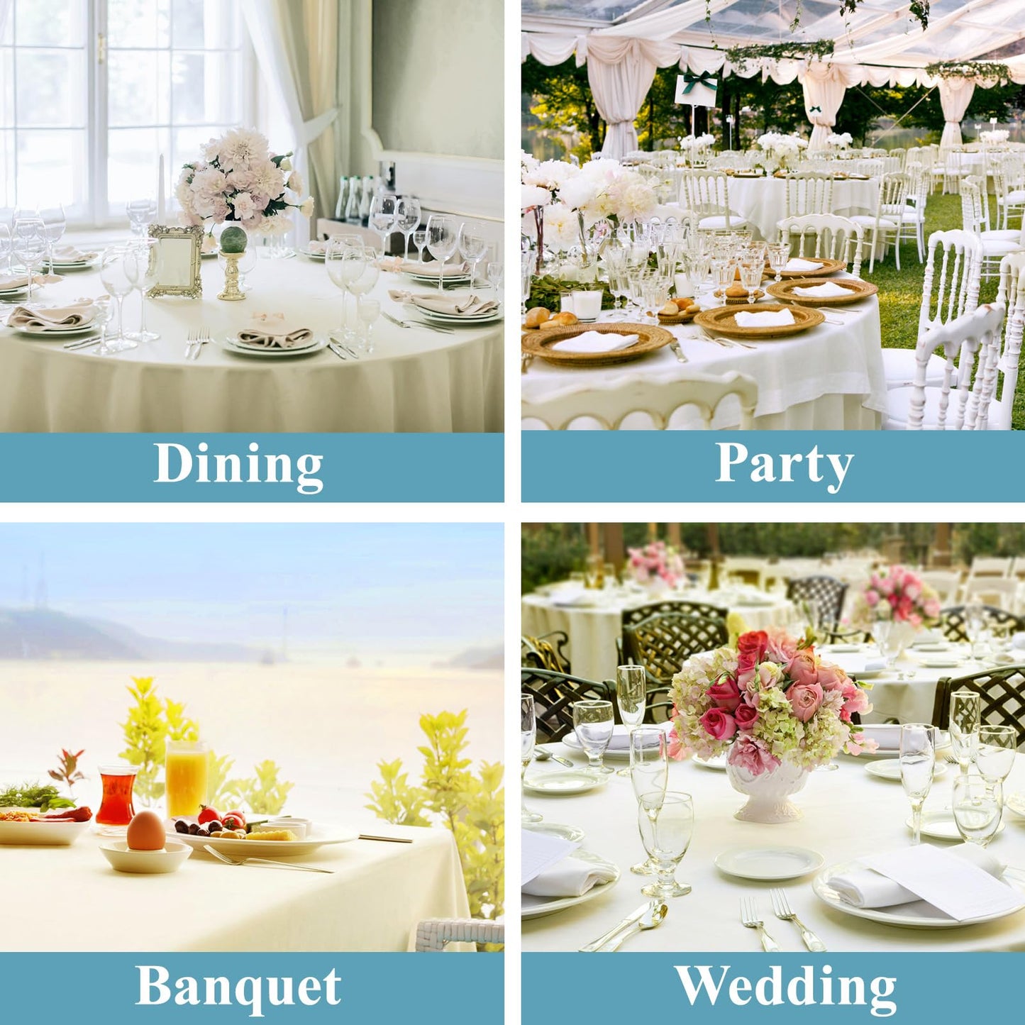 VidaFete Tablecloth 10 Pack 120inch Round Table Cloth Polyester, Stain Wrinkle Resistant Polyester Dining Table Cover for Kitchen Dinning Party Wedding Round Tabletop Buffet Decoration(Ivory)
