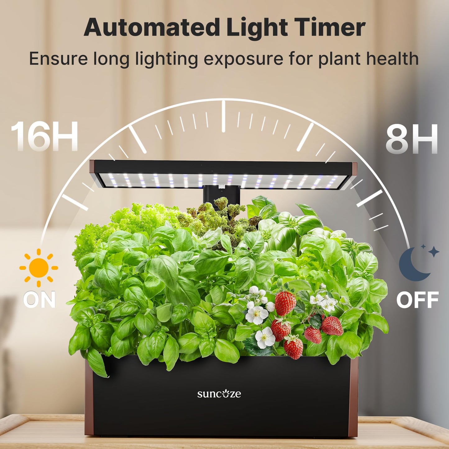 SUNCOZE 20 Pods Hydroponics Growing System Kit, Indoor Herb Garden with 30W LED Grow Light, 10L Large Water Tank, Up to 25" Height, Plants Germination Kit with Quiet Pump, Black