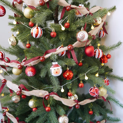Winlyn Rustic Sleigh Bell Garland - 6 Yards Burlap with Buffalo Plaid Ribbon - Metal Jingle Bells - Farmhouse Christmas Tree & Banister Mantel Decoration