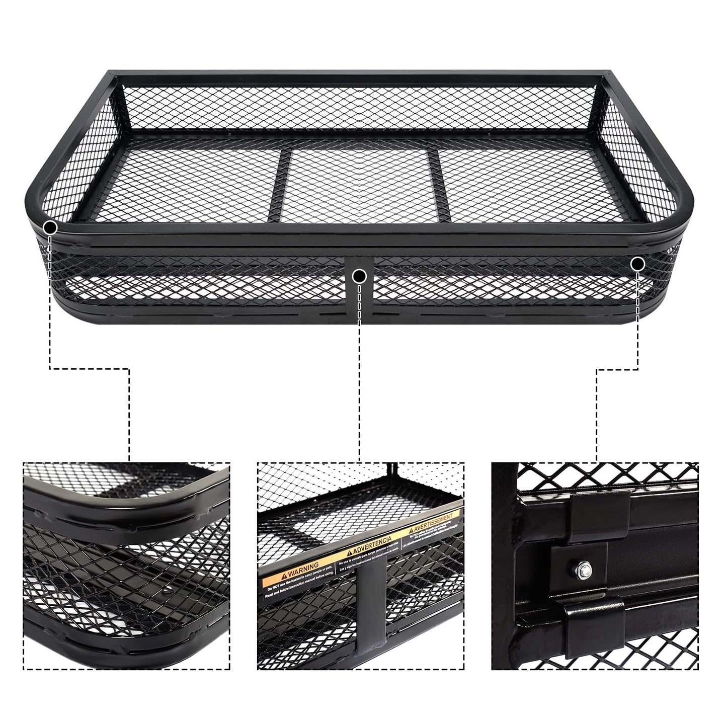 ORCISH Heavy Duty ATV Front Cargo Basket, 17" W x 36" L x 6" H Steel Mesh Rack with Mounting Kit, Universal ATV/UTV Storage Basket for Gear, Luggage, Camping, Hunting, and Outdoor Use