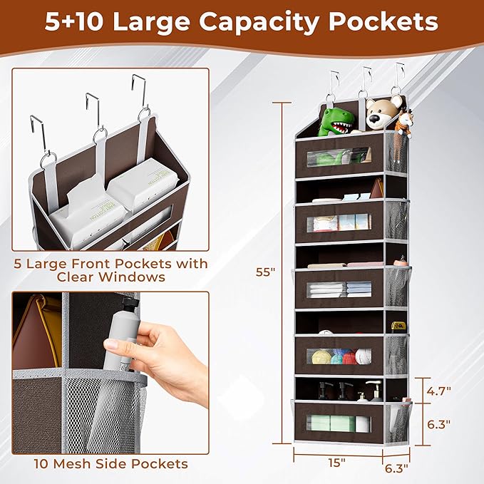 2 Packs 5-Tier Over the Door Storage Organizer