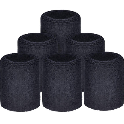 Willbond 6 Pcs Wrist Sweatbands Tennis Sweat Bands Sports Wristbands Sweat Wristbands Wrist Bands Competitions Absorbent Sweatbands for Basketball Tennis Football Running Working