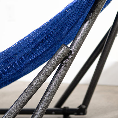 Best Home Fashion Portable Hammock with Collapsible Steel Stand, 600 lbs Capacity, No Tools Assembly, Carrying Bag Included, Perfect for Indoor Outdoor Backyard Patio Camping Beach, 2 Person, Navy