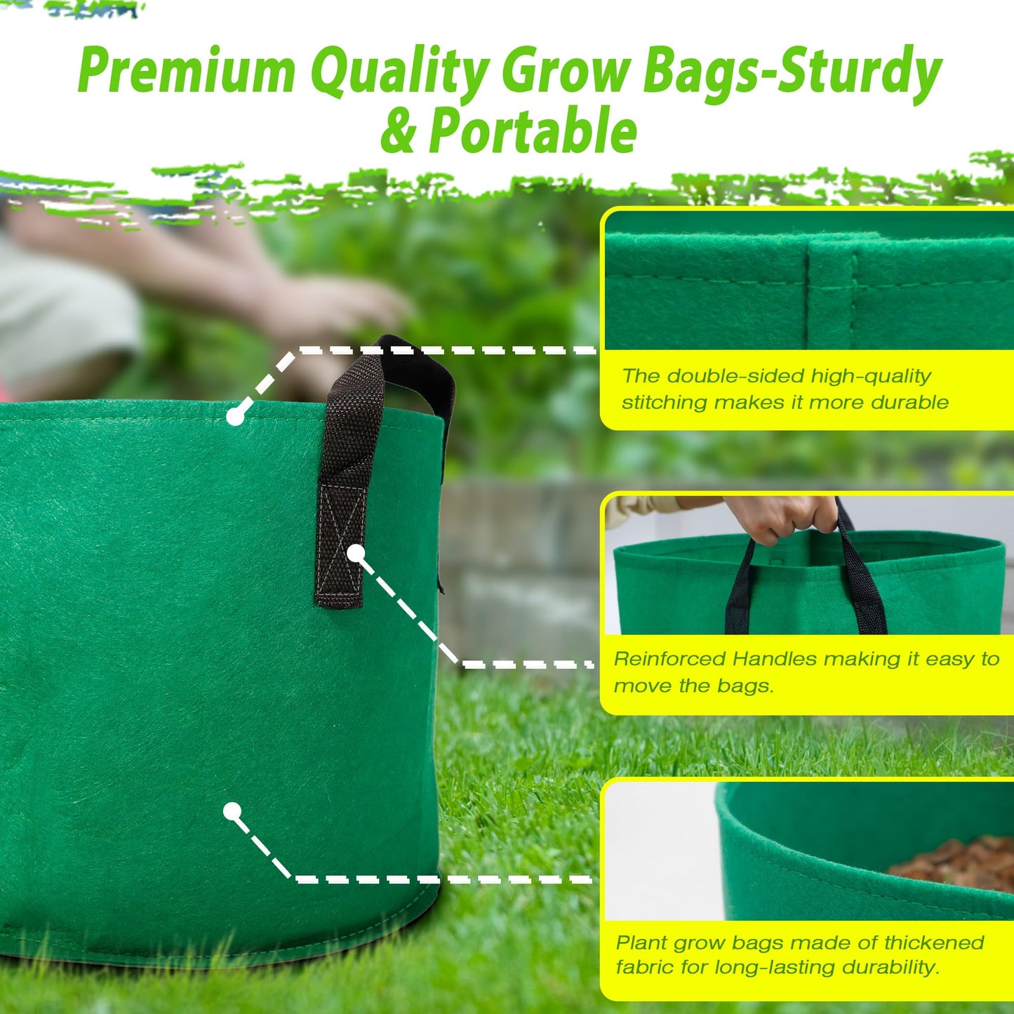 7 Pack 15 Gallon Plant Grow Bags - Mixed 7 Colors with Reinforced Handles & Aeration Design, Ideal for Tomato, Flowers & Fruits