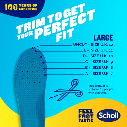 Scholl GelActiv Work Insoles for Men, All Day Comfort at Work, Shock Absorption and Comfort Cushioning with GelWave Technology, UK Size 7-12