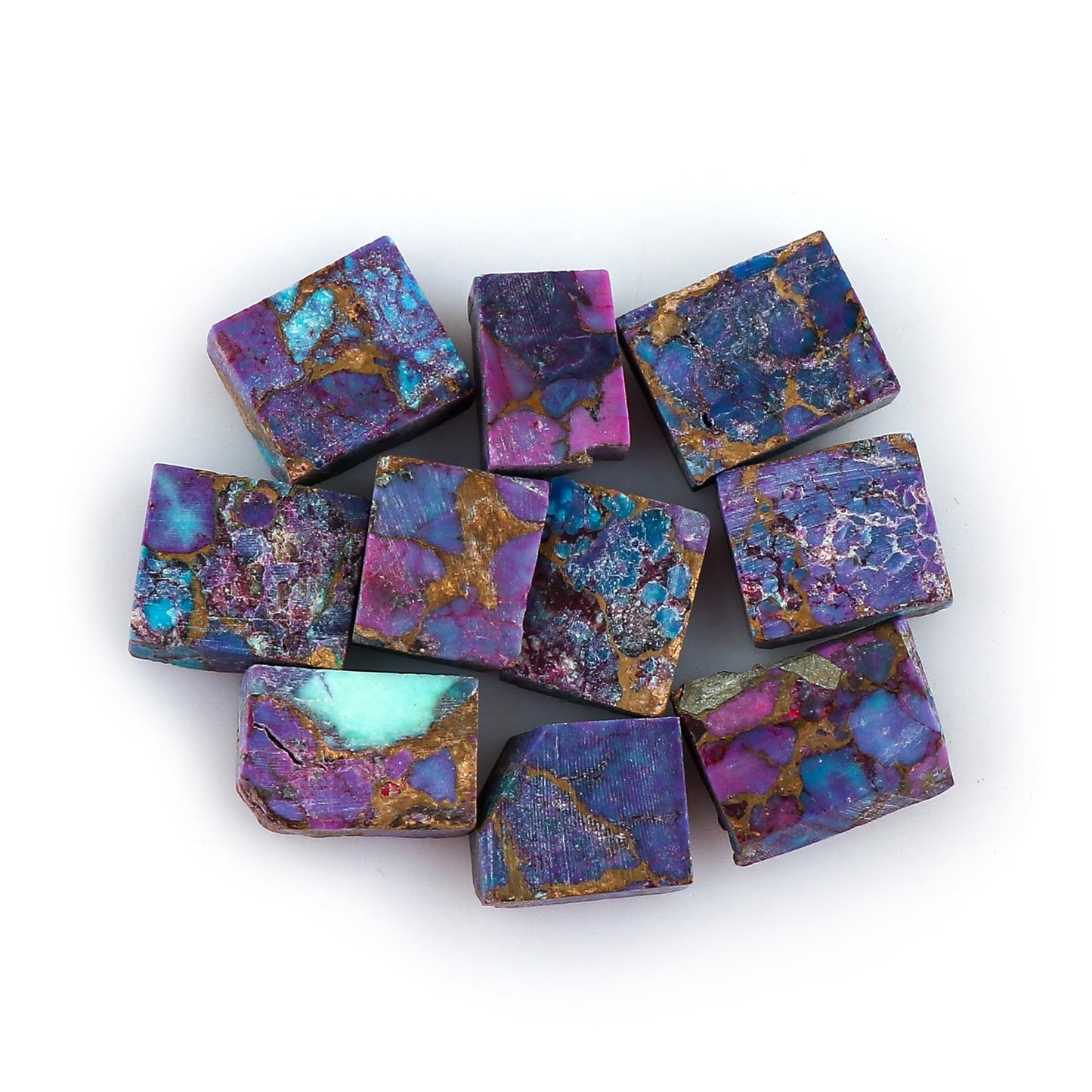 CRYSTALIS 10pcs Natural Purple-Turquoise Raw Crystals, Loose Gemstone Wholesale Bulk Rough Jewelry Making Supply, Wire Wrapping, DIY, Gem Collection, 8-12mm