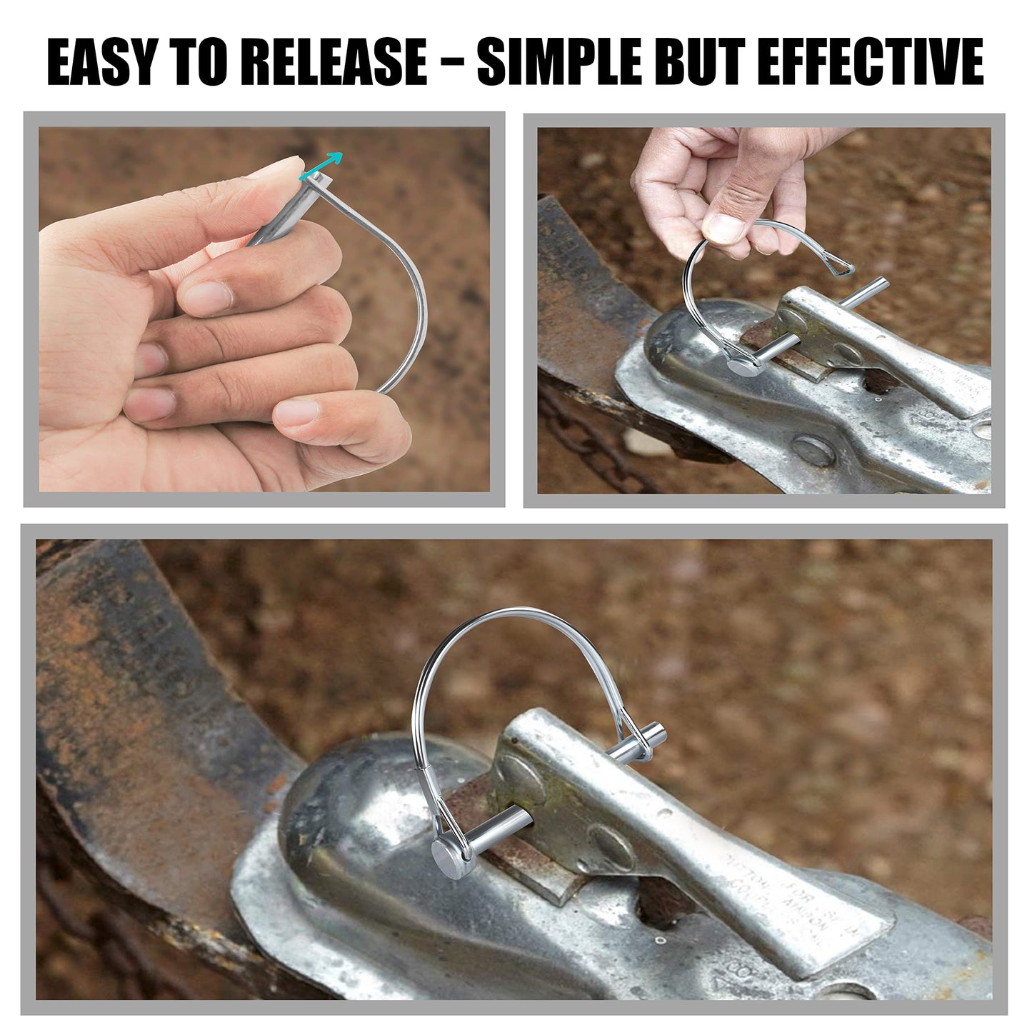 Pack of 10 Trailer Pins Hitch Pins – 2-3/4" x 1/4" (L x W) – Featuring Trailer Hitch Pin Lock, Trailer Coupler Pin and Locking Pins for Farm Trailers, Towing, Lawn Equipment