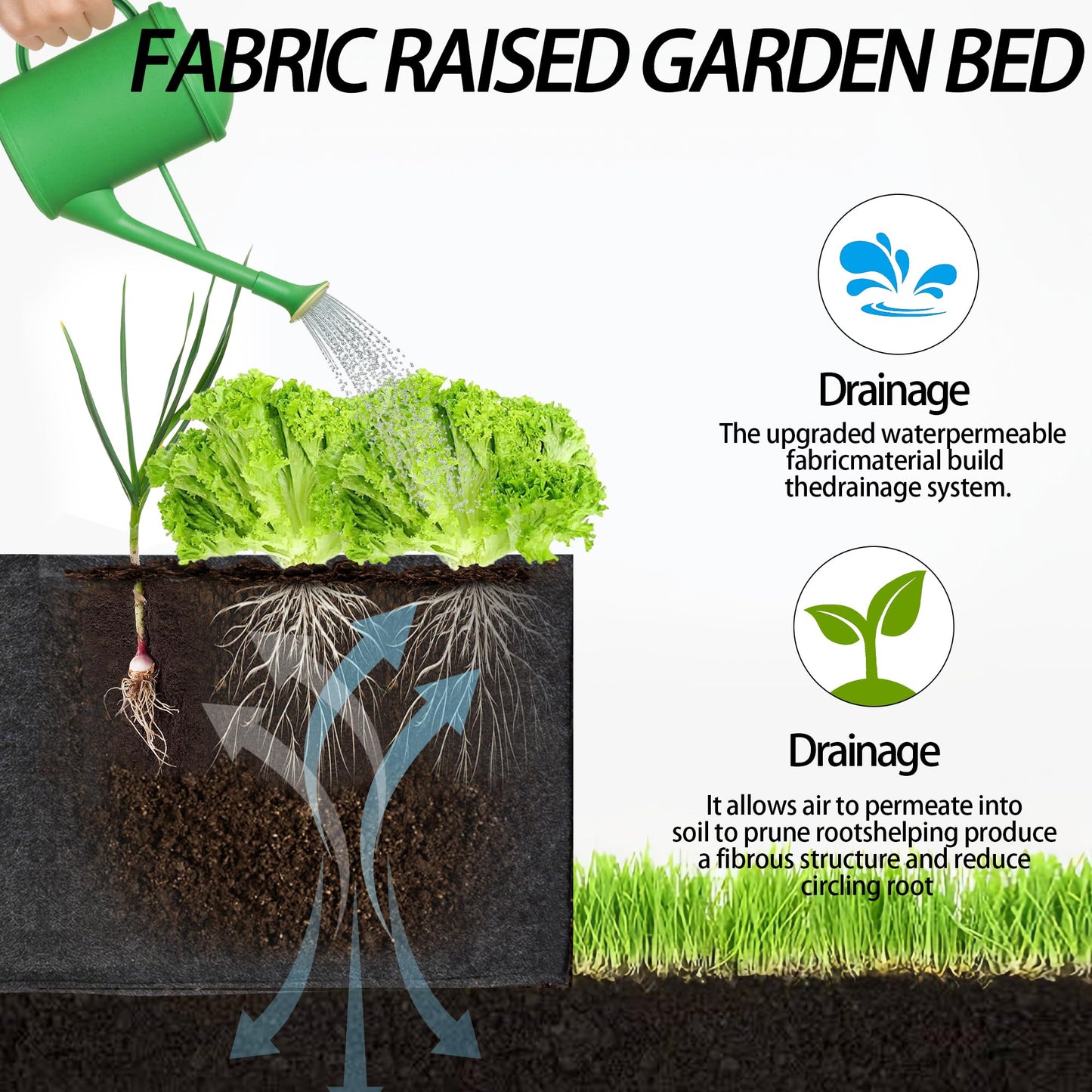 FVOTNW 8 Grids Fabric Raised Garden Beds, 4x2x1ft Thickened 400G Square Fabric Grow Bags with Handles,Indoor Outdoor Fabric Plant Pots Planter for Vegetables, Herbs, Flowers