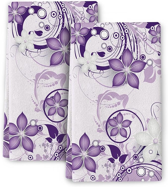 Purple Floral Kitchen Towels