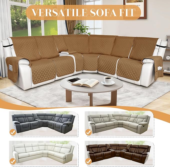 HDCAXKJ 100% Waterproof Reclining Sectional Couch Covers L Shape Recliner Sofa