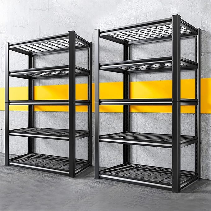 REIBII Garage Shelving 3200LBS, 5-Tier Storage Shelves, Adjustable Industrial Metal Shelving Unit for Garage, Basement, Pantry, Warehouse,Commercial, 36" W x 16" D x 72" H, 2 Pack