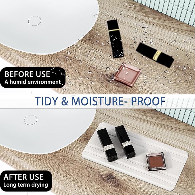 2PCS Water Absorbing Stone Tray, Quick Drying Stone Sink Tray, Water Absorbent