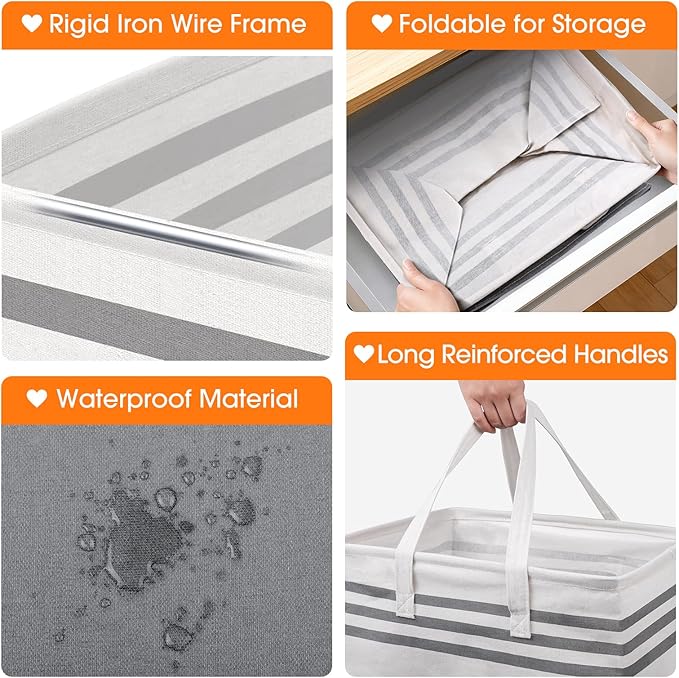 2 Pack Large Home Laundry Basket, Laundry Hamper, Freestanding Waterproof Dirty