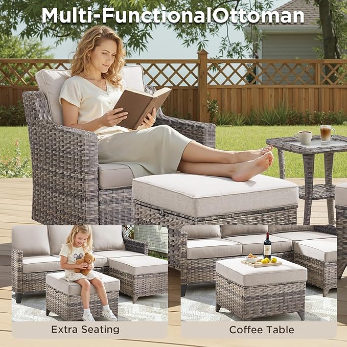 12 Piece Patio Furniture Set-High Back Outdoor Furniture Set Sectional Sofa