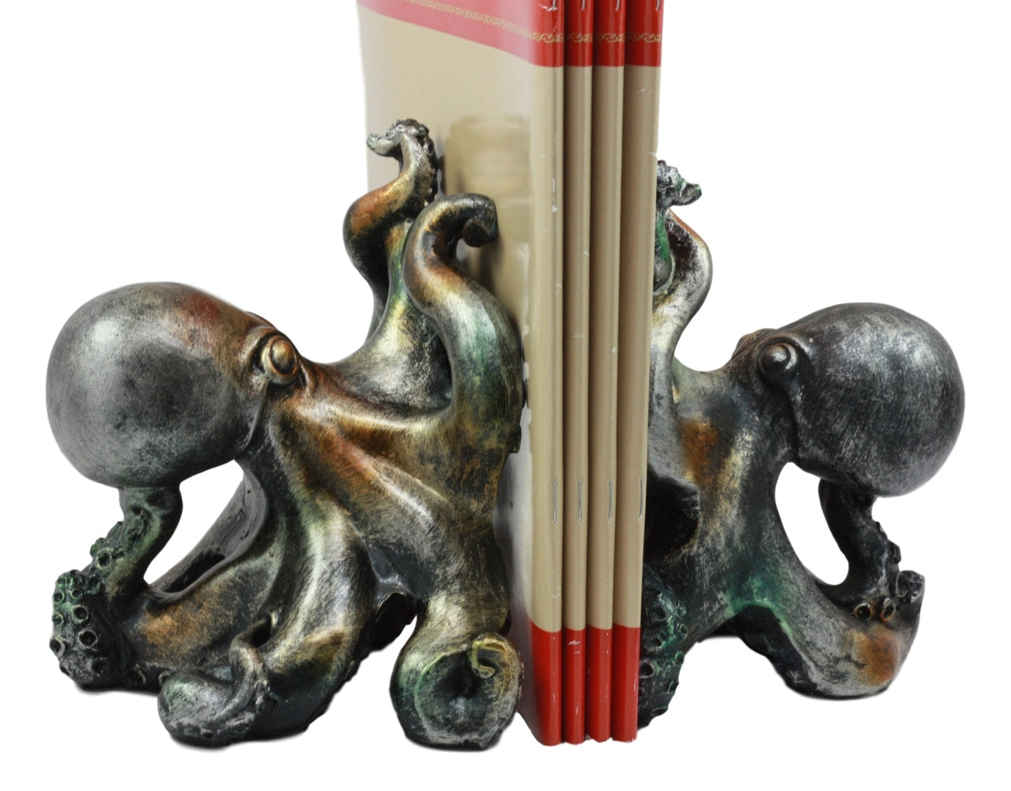 Ebros Nautical Coastal Sea Monster Octopus Bookends Set Statue in Faded Bronze Antique Finish 6.25" H Mythical Sea Giant Cthulhu Kraken Decorative Office Study-Room Library Desktop Decor Figurines