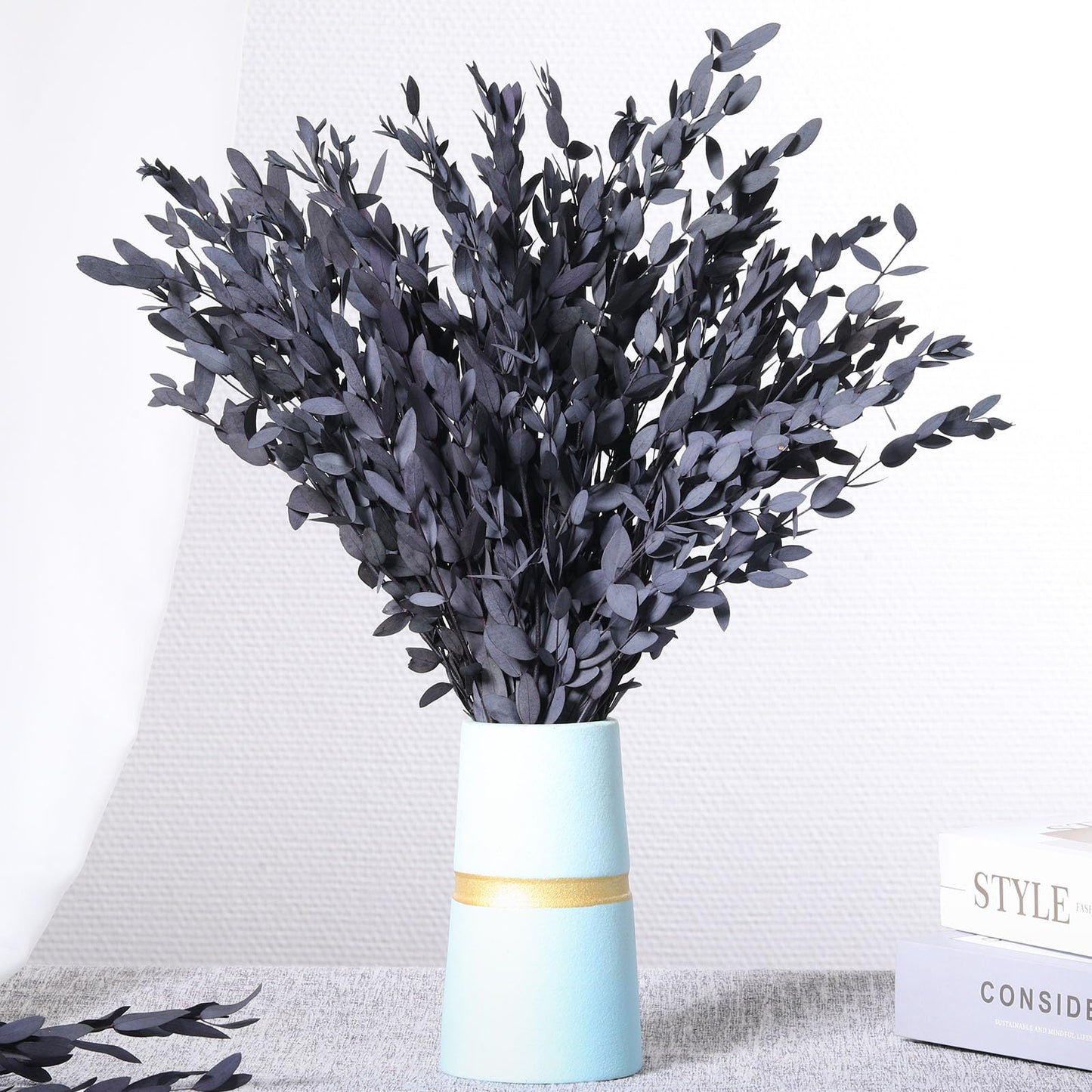 Dried Eucalyptus Leaves Real Preserved Stems, Fresh Eucalyptus Garland Branches for Shower, Dried Plant Live Bundle Purple Leaves for Wedding Wreath Party Home Fragrance Vase Décor