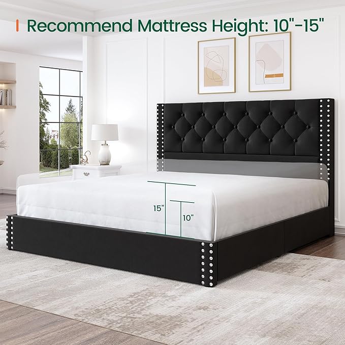 LARMACE Queen Size Platform Bed Frame