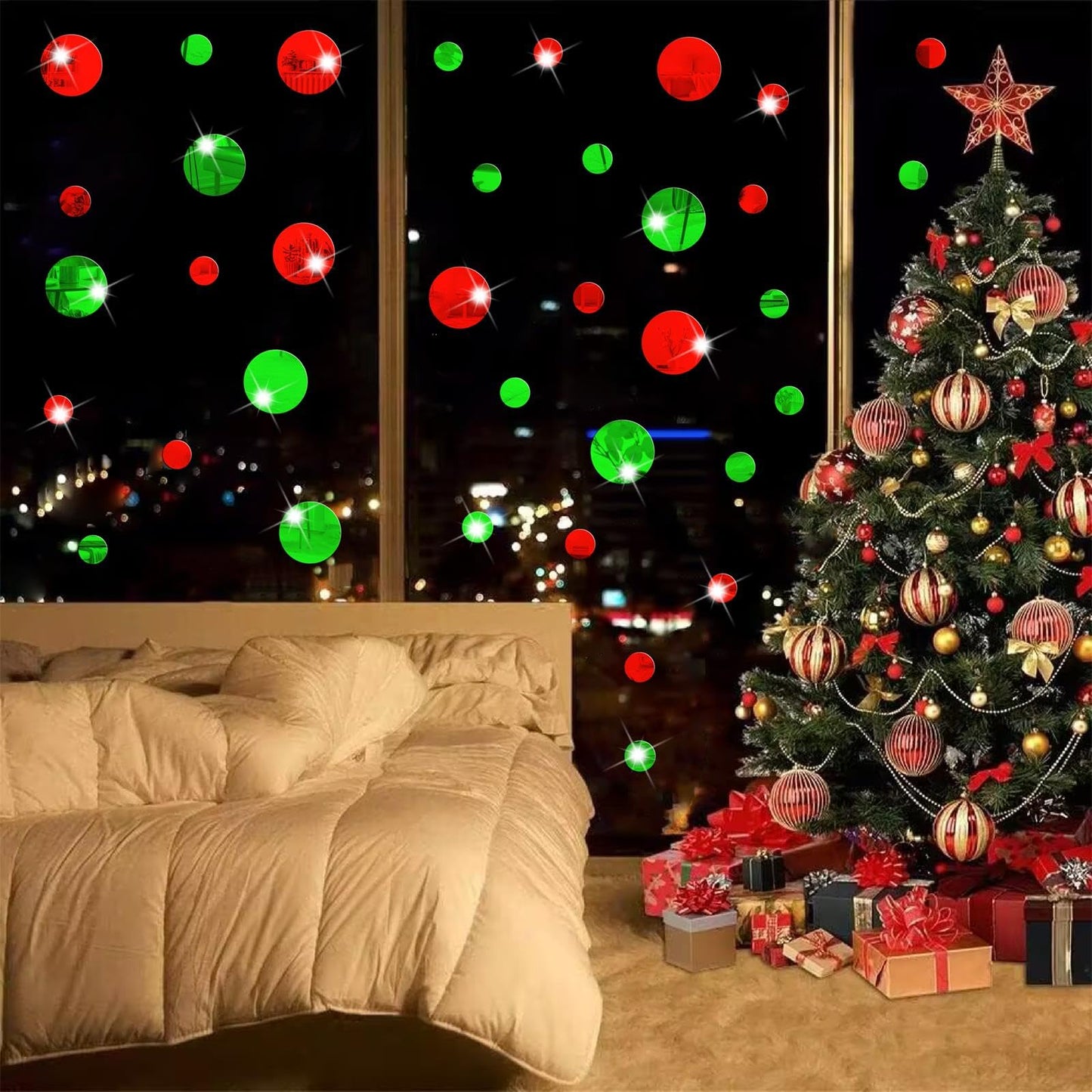 Polka Dots Wall Decals - Christmas Wall Stickers Dots & Circle Wall Stickers - Red & Green