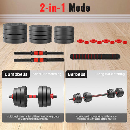Fitvids Multi-Functional Portable Changeable Dumbbell and Barbell Kettlebell Set with Adjustable Weights, 40LBS or 60LBS Sets, 2-in-1 or 4-in1, Multiple Sizes