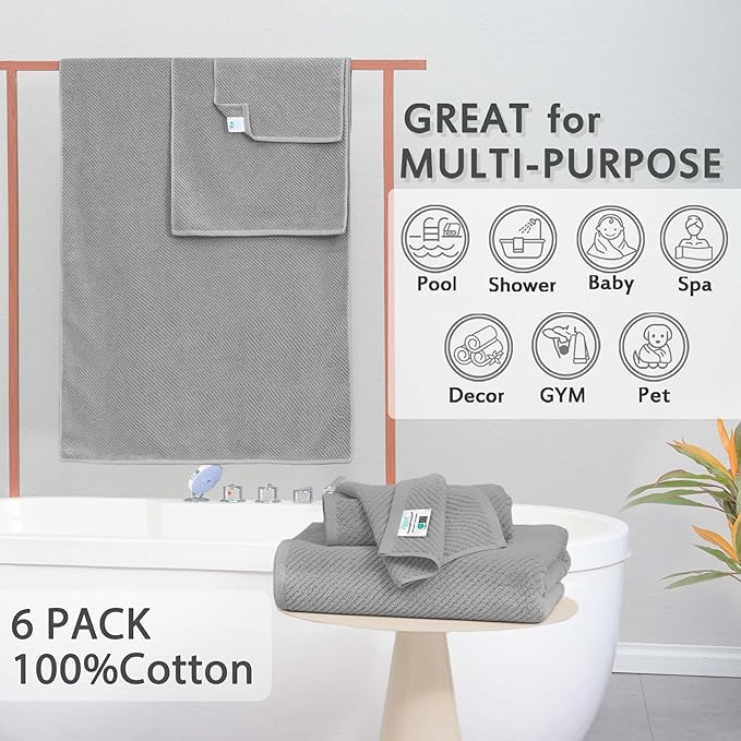 VOOVA & MOVAS Grey Bathroom Towel Sets